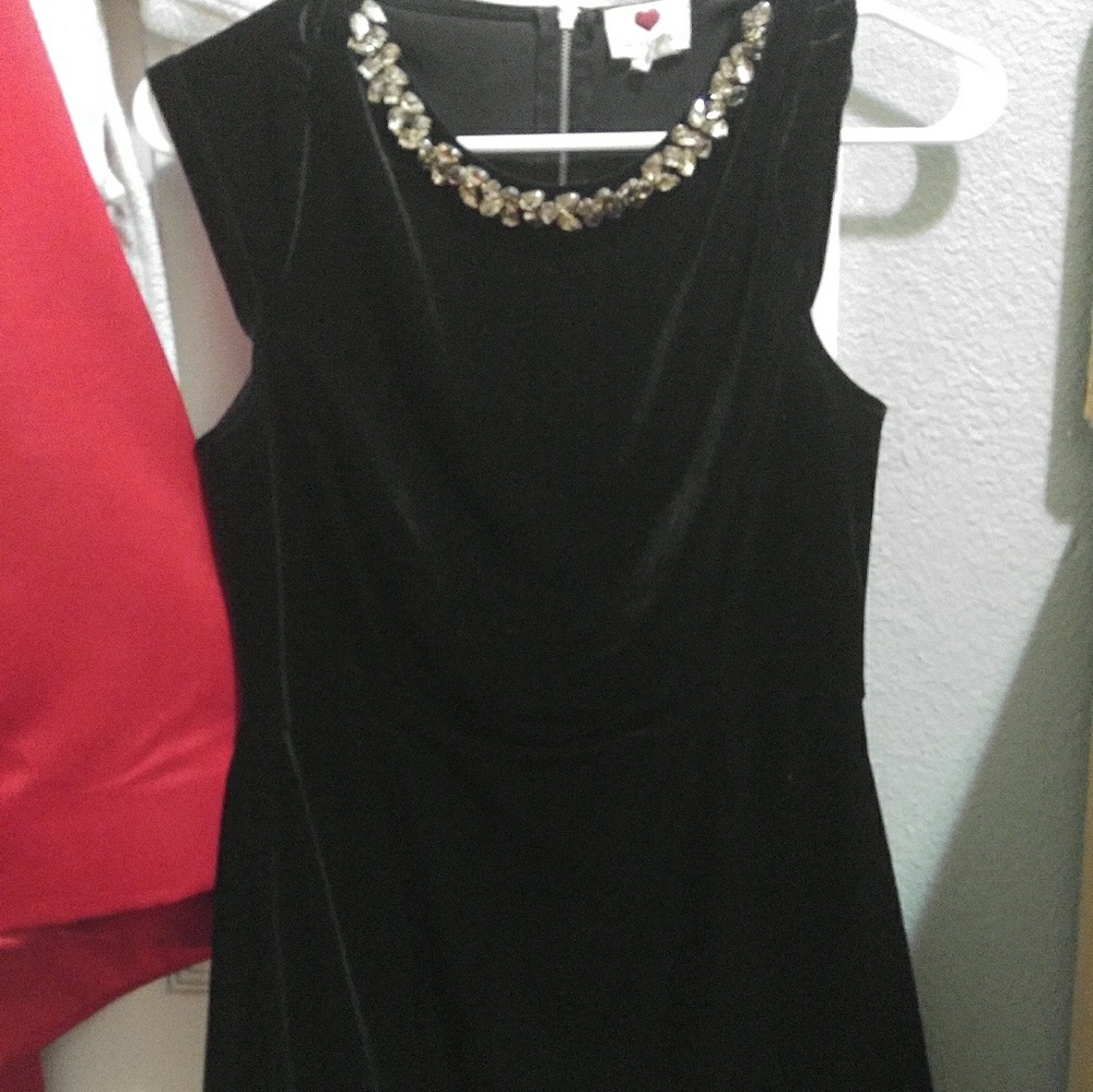 Gem lined velvet dress